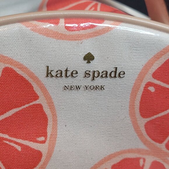 Kate Spade Pucker Up PVC Makeup Bag Round Top Handle Orange Slices 10x12x4 Inch - Picture 2 of 9